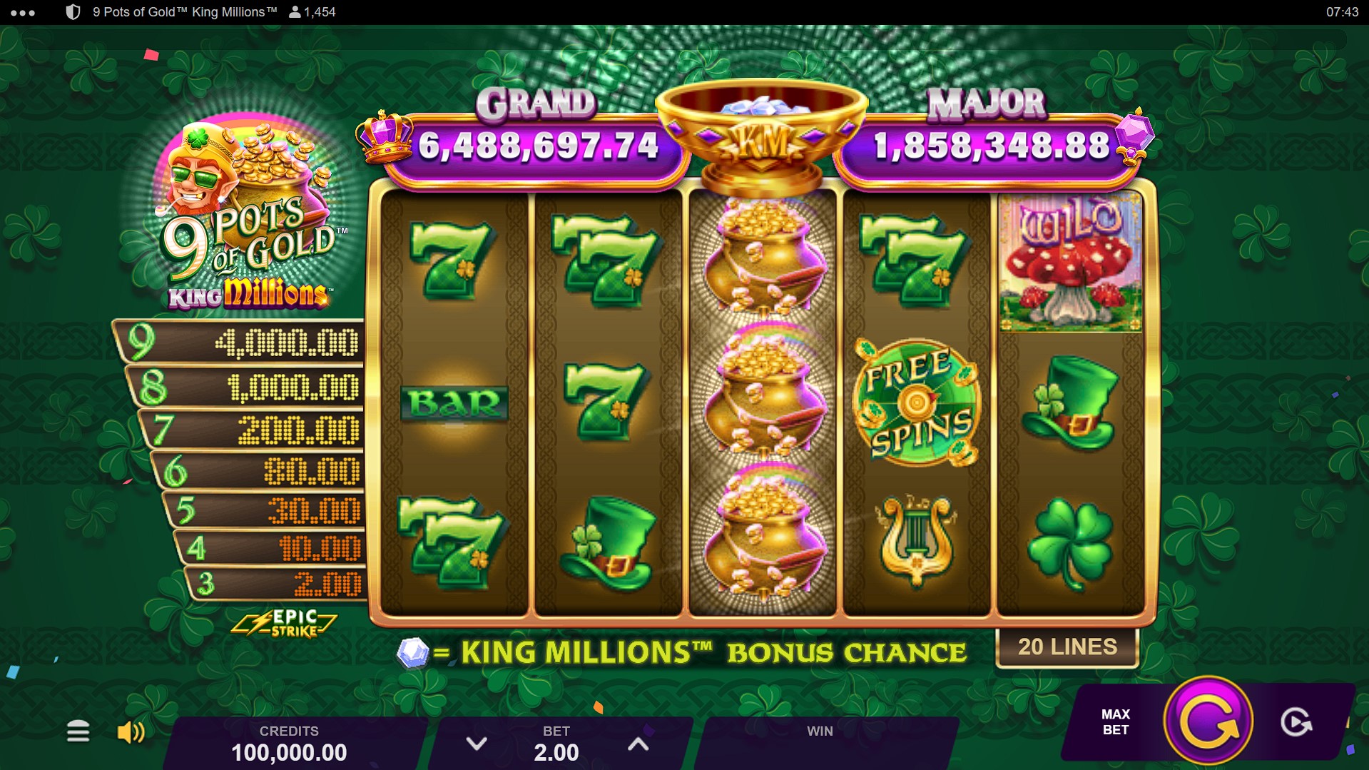 9 Pots of Gold: King Millions
