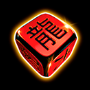 A red cube with hieroglyphics symbol in Fruletta Dice pokie