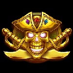 Pirate skull symbol in Adventures Of Doubloon Island Link And Win pokie