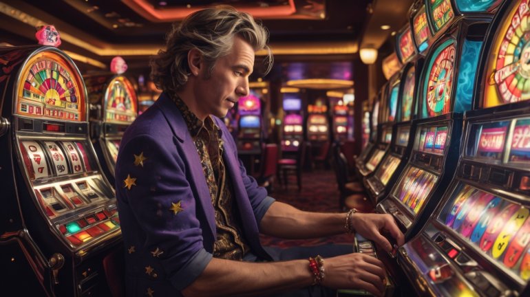 a gambler playing pokie machines