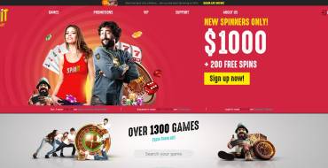 Welcome package up to 1000 USD + 200 free spins at Spinit: 