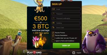 Playamo casino: Registration