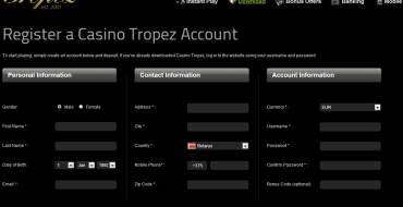 Tropez casino: Registering