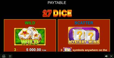 27 Dice: Payout table