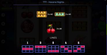 777 – Havana Nights: Payout table 2