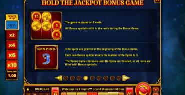 9 Coins Grand Diamond Edition: Free spins and/or respins