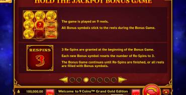 9 Coins Grand Gold Edition: Free spins and/or respins