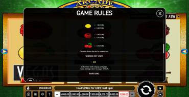 Arcade: Payout table