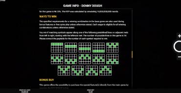 Donny Dough: Payout table