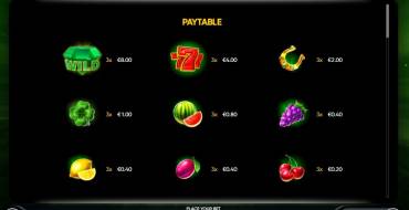 Green Slot: Payout table