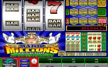 Major Millions 3 Reel Progressive pokie NZ