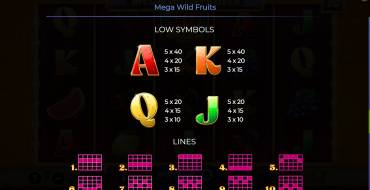 Mega Wild Fruits: Payout table 2