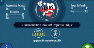 Progressive Texas Hold’em Bonus Poker: 