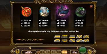 Ring of Odin: Paytable