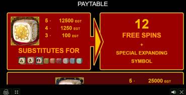 Royal Gardens: Payout table