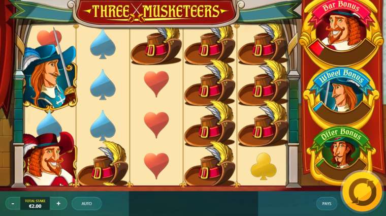 Play Three Musketeers pokie NZ