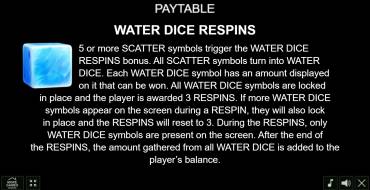 Water Dice: Free spins and/or respins