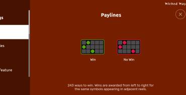 Wicked Ways: Payout table