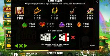 Wild Wild Riches: Paytable